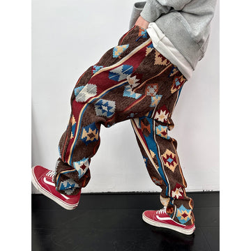 Aidase American Streetwear Geometric Pattern Casual Pants Men Clothing Ethnic Style Jacquard Cargo Trousers Harajuku High Quality Pants aidase-shop